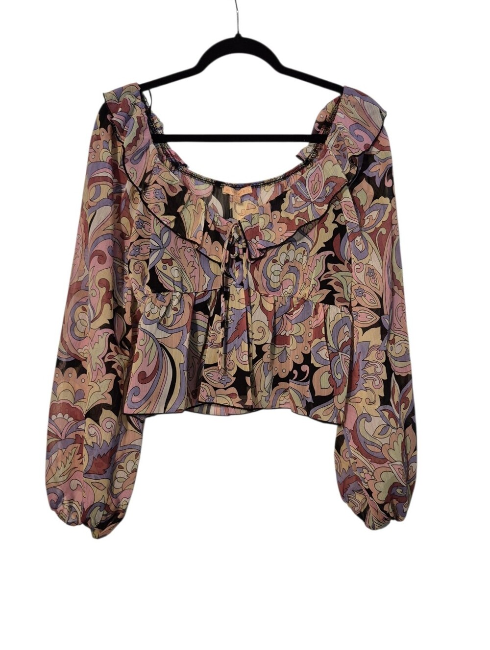 Evolutionary NWT  Multicolor paisley peplum crop Large
